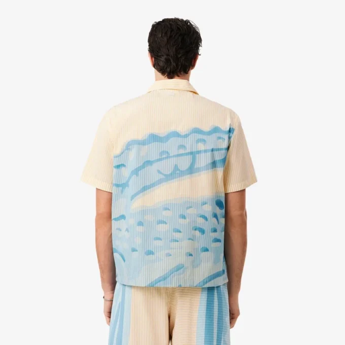 Camisa de cocodrilo a rayas de corte holgado