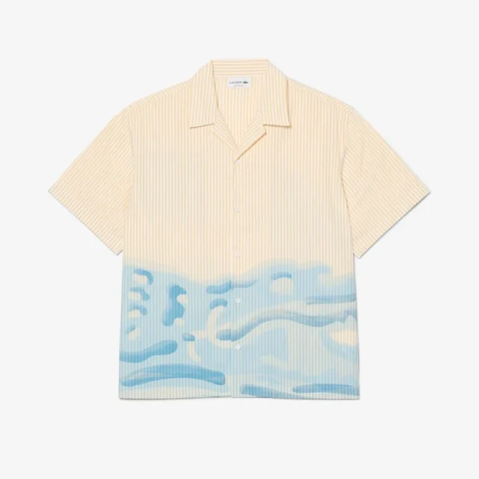 Camisa de cocodrilo a rayas de corte holgado