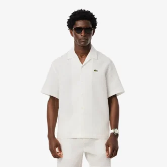Camisa de corte holgado con textura de gofre para hombre
