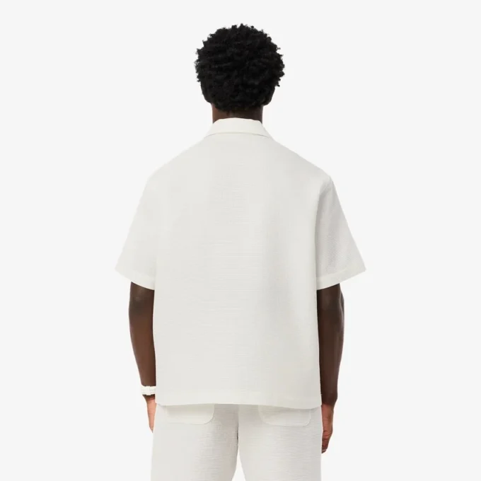Camisa de corte holgado con textura de gofre para hombre
