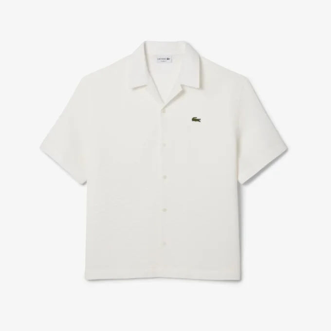 Camisa de corte holgado con textura de gofre para hombre