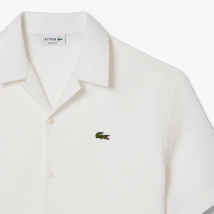 Camisa de corte holgado con textura de gofre para hombre