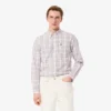 Camisa de cuadros elástica de corte entallado para hombre