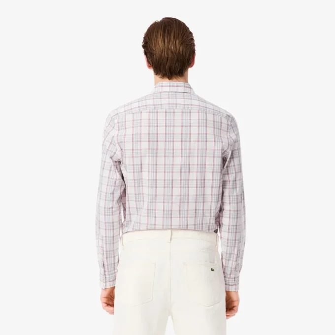Camisa de cuadros elástica de corte entallado para hombre