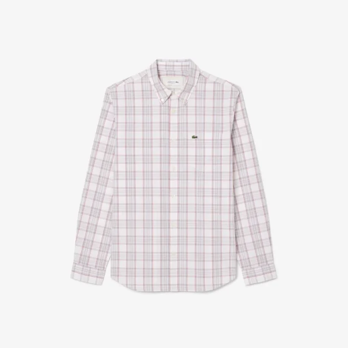 Camisa de cuadros elástica de corte entallado para hombre