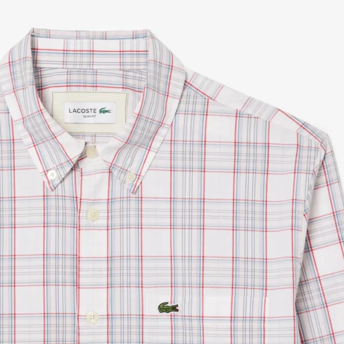 Camisa de cuadros elástica de corte entallado para hombre