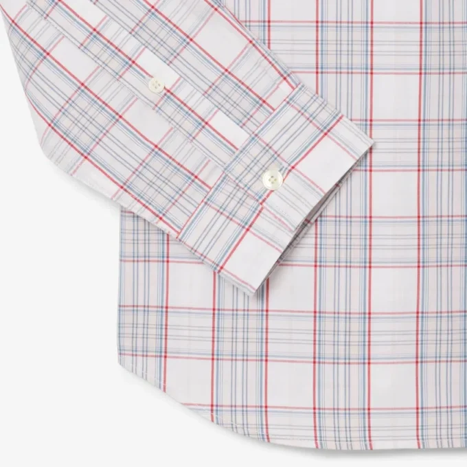Camisa de cuadros elástica de corte entallado para hombre