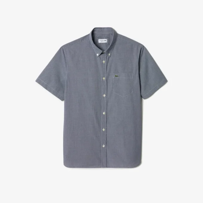 Camisa de cuadros vichy de manga corta y corte regular para hombre