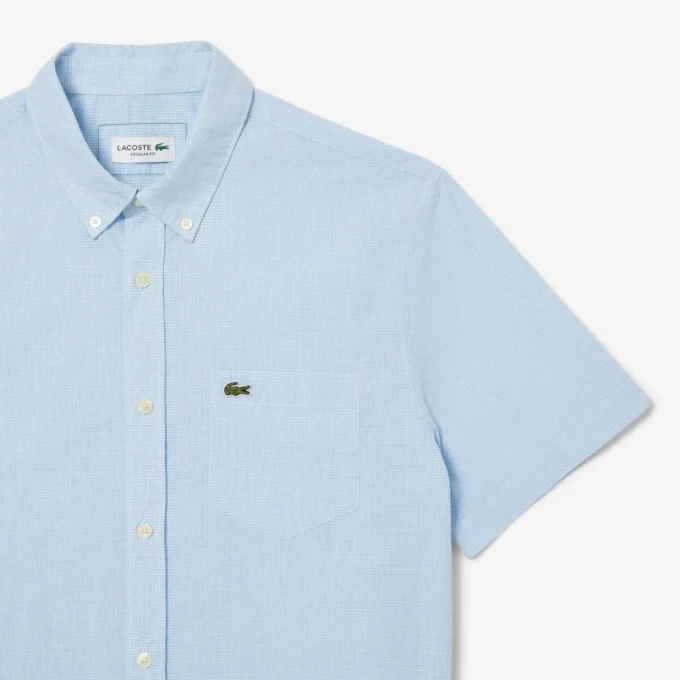 Camisa de cuadros vichy de manga corta y corte regular para hombre