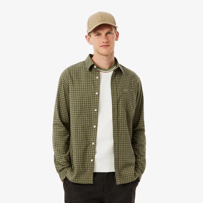 Camisa de franela a cuadros de corte regular para hombre