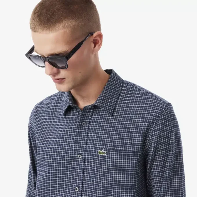 Camisa de franela a cuadros de corte regular para hombre
