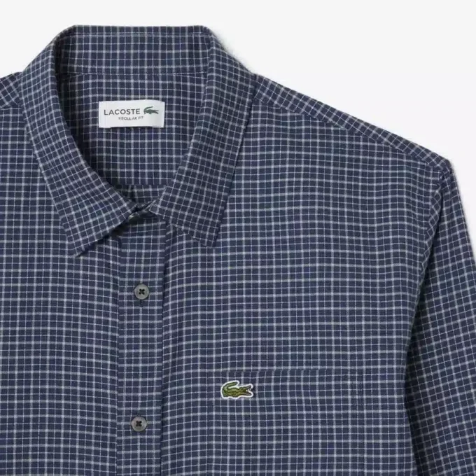 Camisa de franela a cuadros de corte regular para hombre