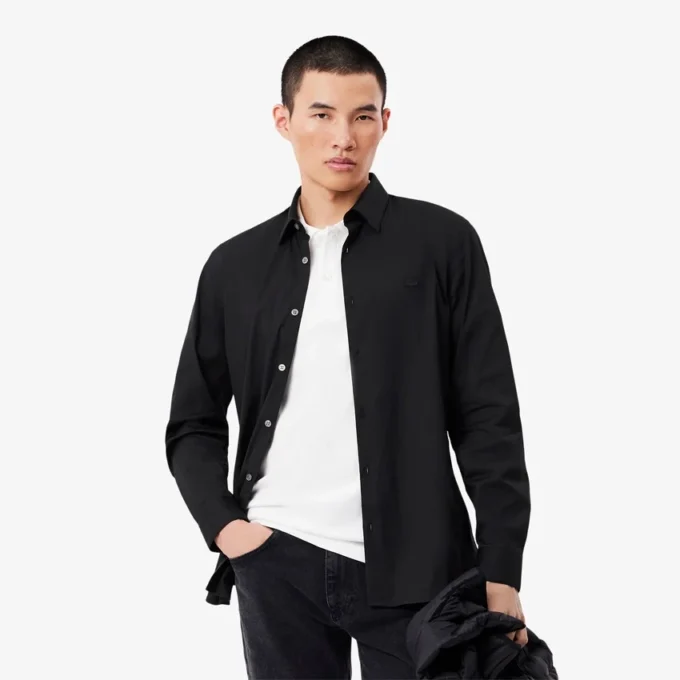 Camisa de hombre ajustada elástica con botones