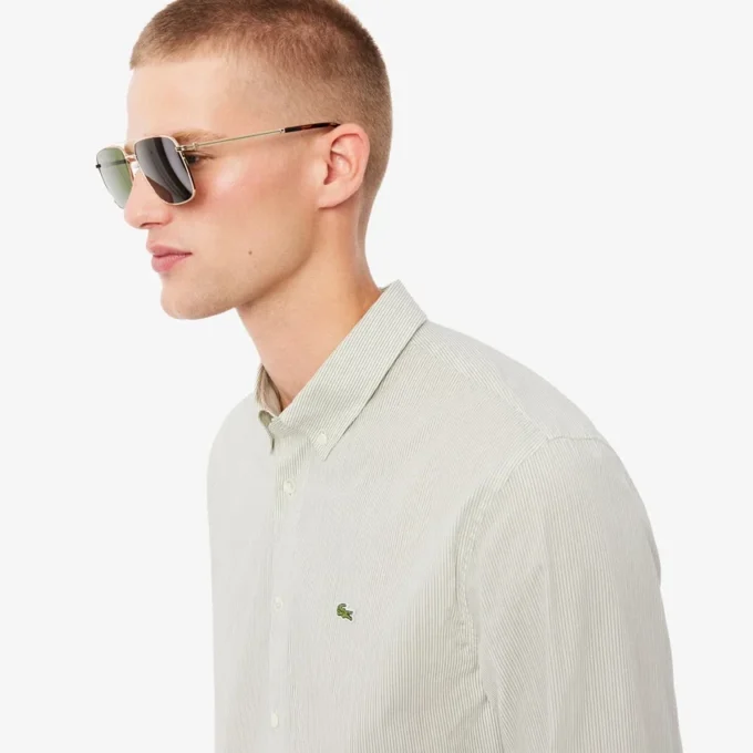Camisa de hombre de corte regular a rayas con botones