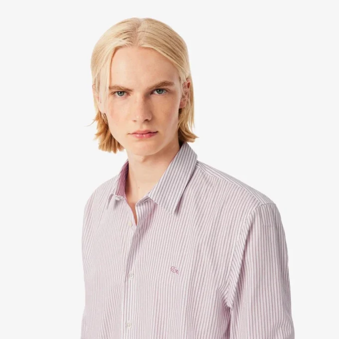 Camisa de hombre de corte regular a rayas con botones