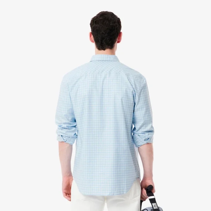 Camisa de hombre de corte regular con estampado de cuadros y tejido elástico