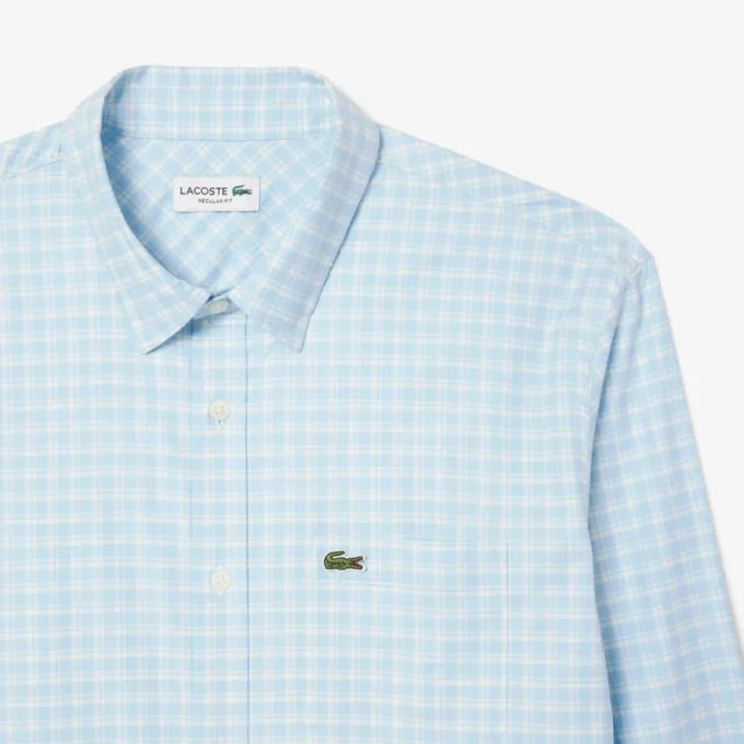 Camisa de hombre de corte regular con estampado de cuadros y tejido elástico