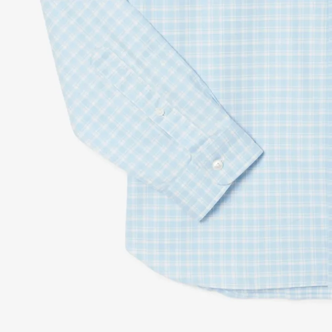 Camisa de hombre de corte regular con estampado de cuadros y tejido elástico