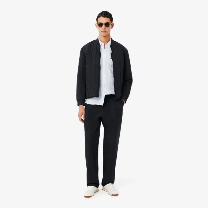 Camisa de lino a rayas de corte regular para hombre