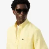 Camisa de lino a rayas de corte regular para hombre
