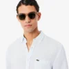 Camisa de lino a rayas de corte regular para hombre