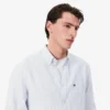 Camisa de lino a rayas de corte regular para hombre