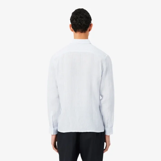 Camisa de lino a rayas de corte regular para hombre
