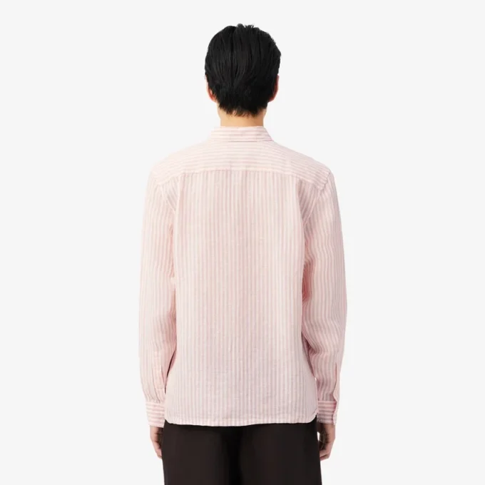 Camisa de lino a rayas de corte regular para hombre