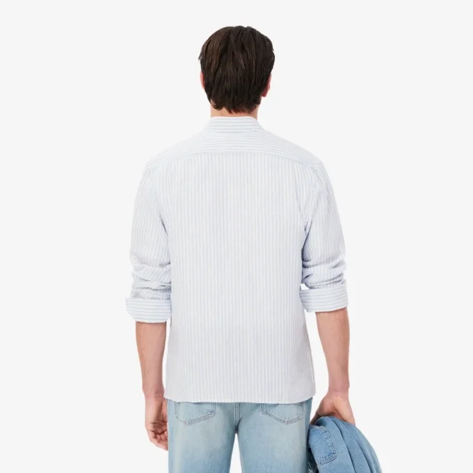 Camisa de lino a rayas de corte regular para hombre