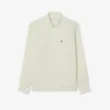 Camisa de lino a rayas de corte regular para hombre