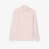 Camisa de lino a rayas de corte regular para hombre