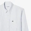 Camisa de lino a rayas de corte regular para hombre