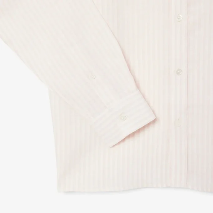 Camisa de lino a rayas de corte regular para hombre