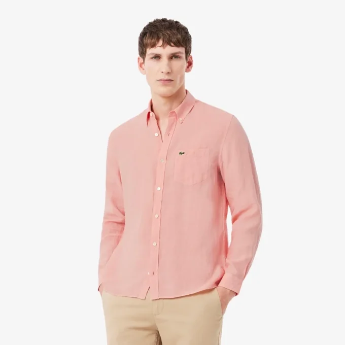 Camisa de lino de corte regular para hombre