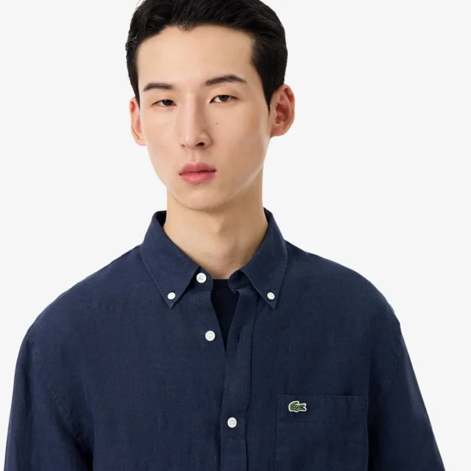 Camisa de lino de corte regular para hombre