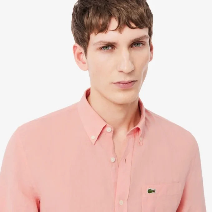 Camisa de lino de corte regular para hombre