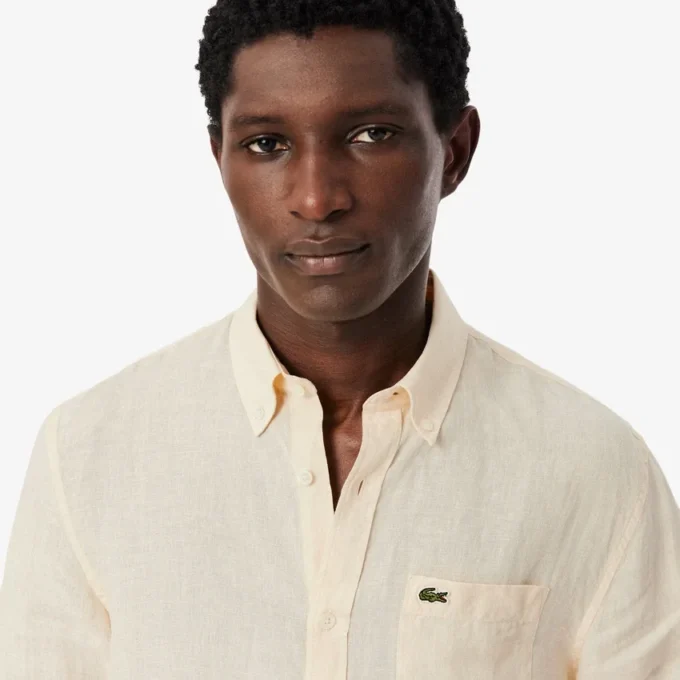 Camisa de lino de corte regular para hombre