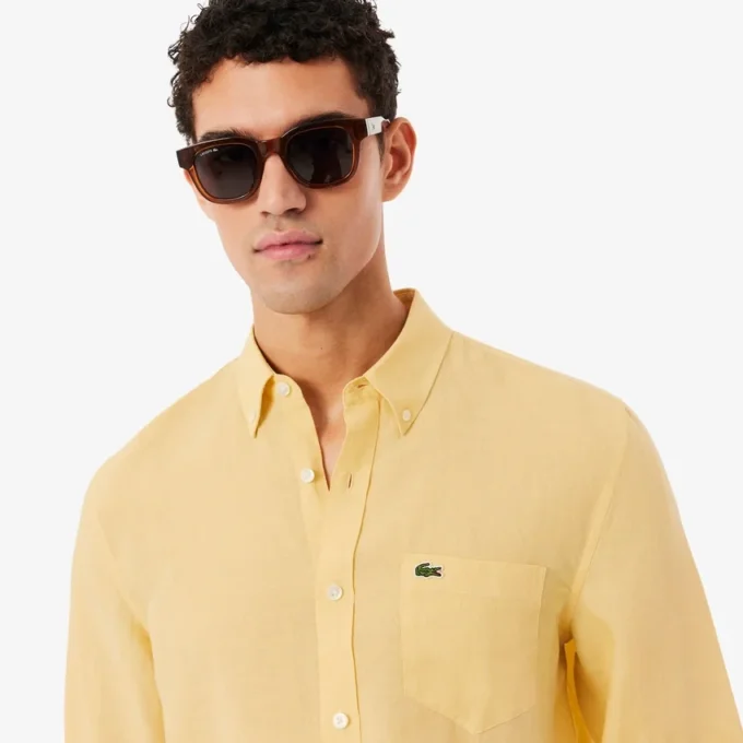 Camisa de lino de corte regular para hombre