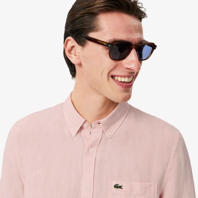 Camisa de lino de corte regular para hombre