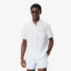 Camisa de lino de manga corta de corte regular para hombre