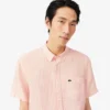 Camisa de lino de manga corta de corte regular para hombre
