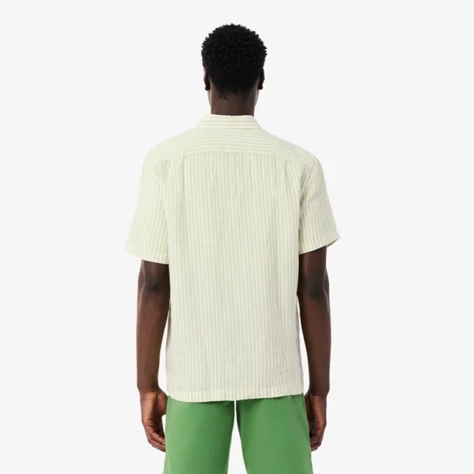 Camisa de lino de manga corta de corte regular para hombre