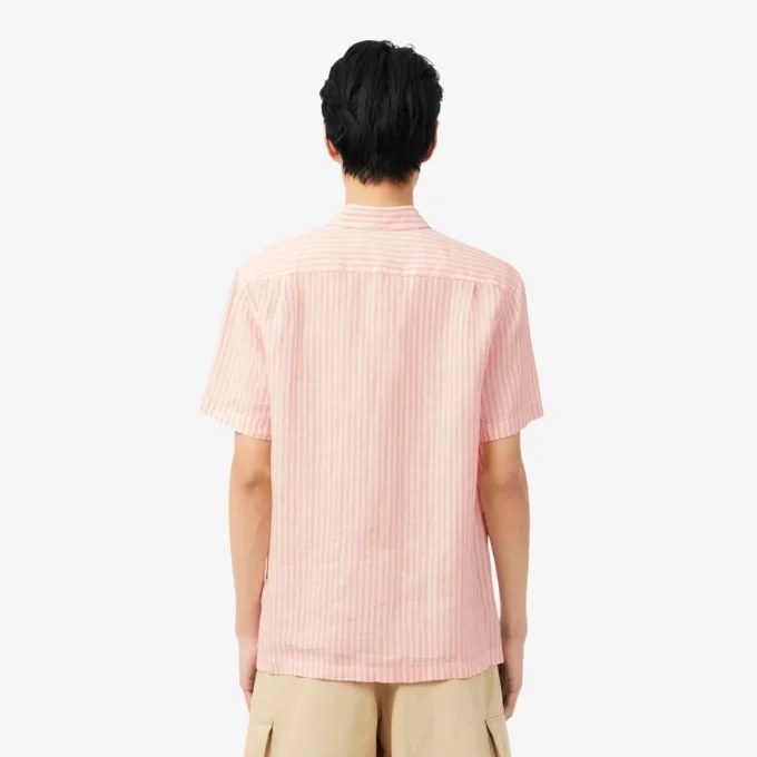Camisa de lino de manga corta de corte regular para hombre