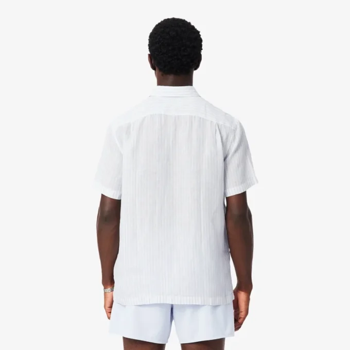 Camisa de lino de manga corta de corte regular para hombre
