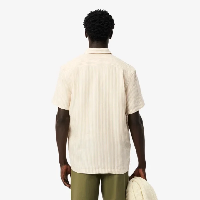 Camisa de lino de manga corta de corte regular para hombre