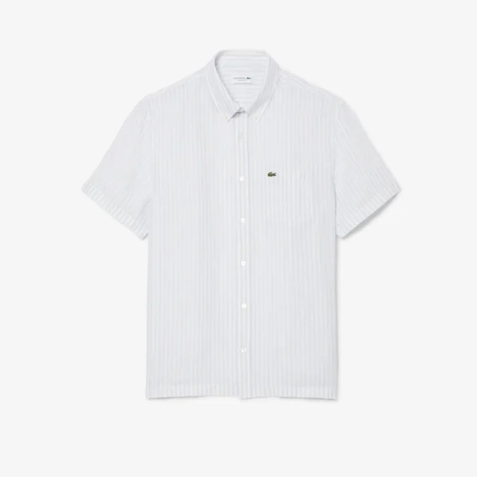 Camisa de lino de manga corta de corte regular para hombre