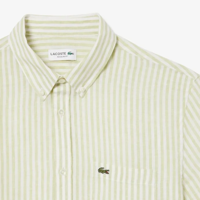 Camisa de lino de manga corta de corte regular para hombre
