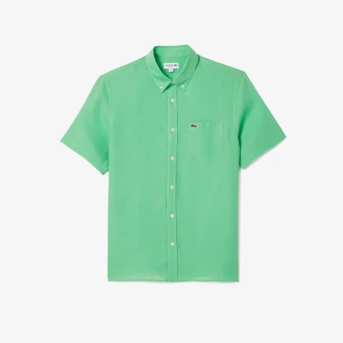Camisa de lino de manga corta para hombre