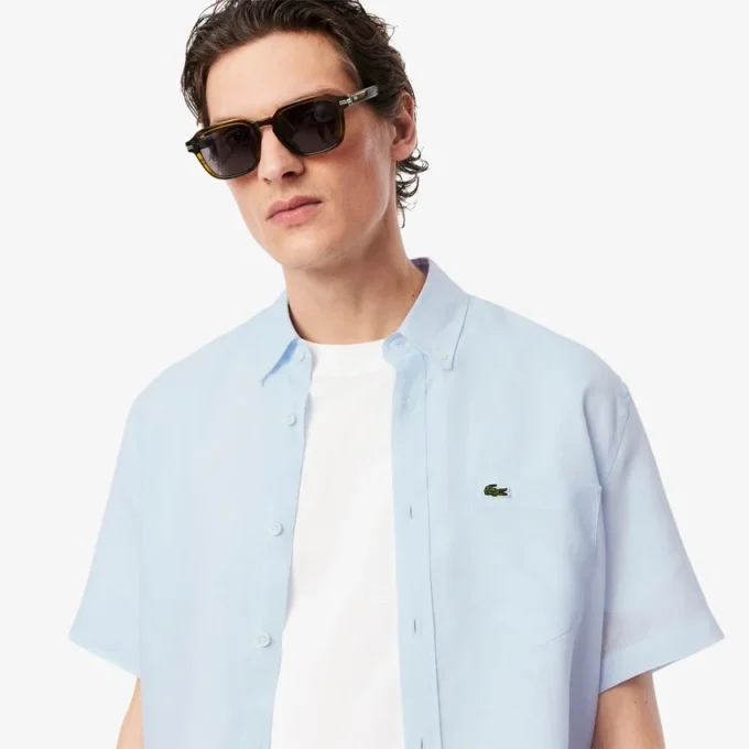 Camisa de lino de manga corta para hombre