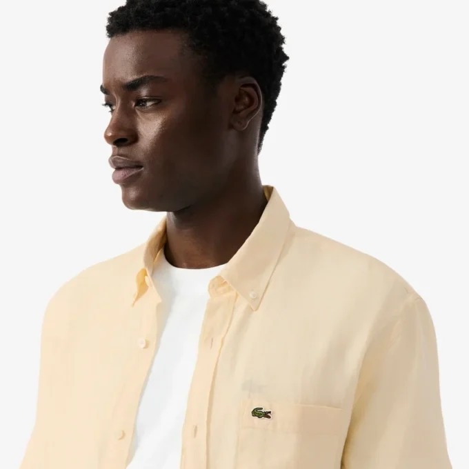 Camisa de lino de manga corta para hombre
